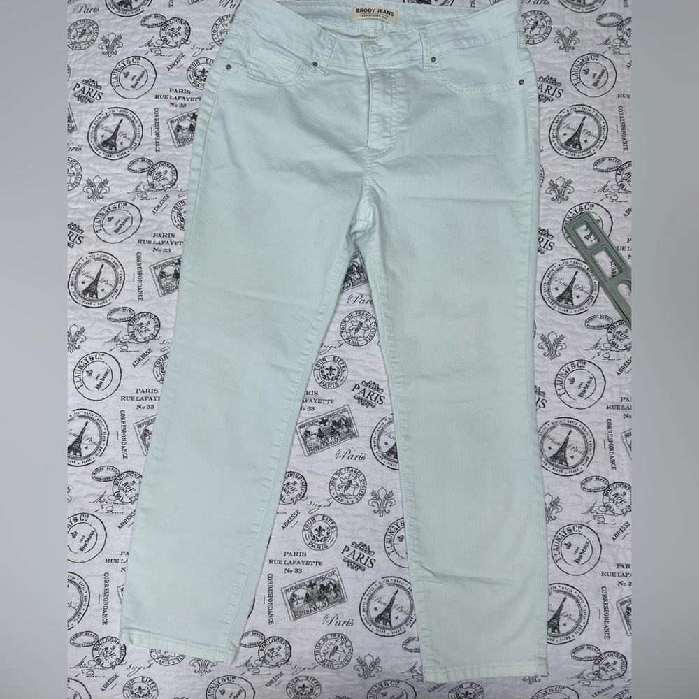 Mint Green Straight Leg Jeans